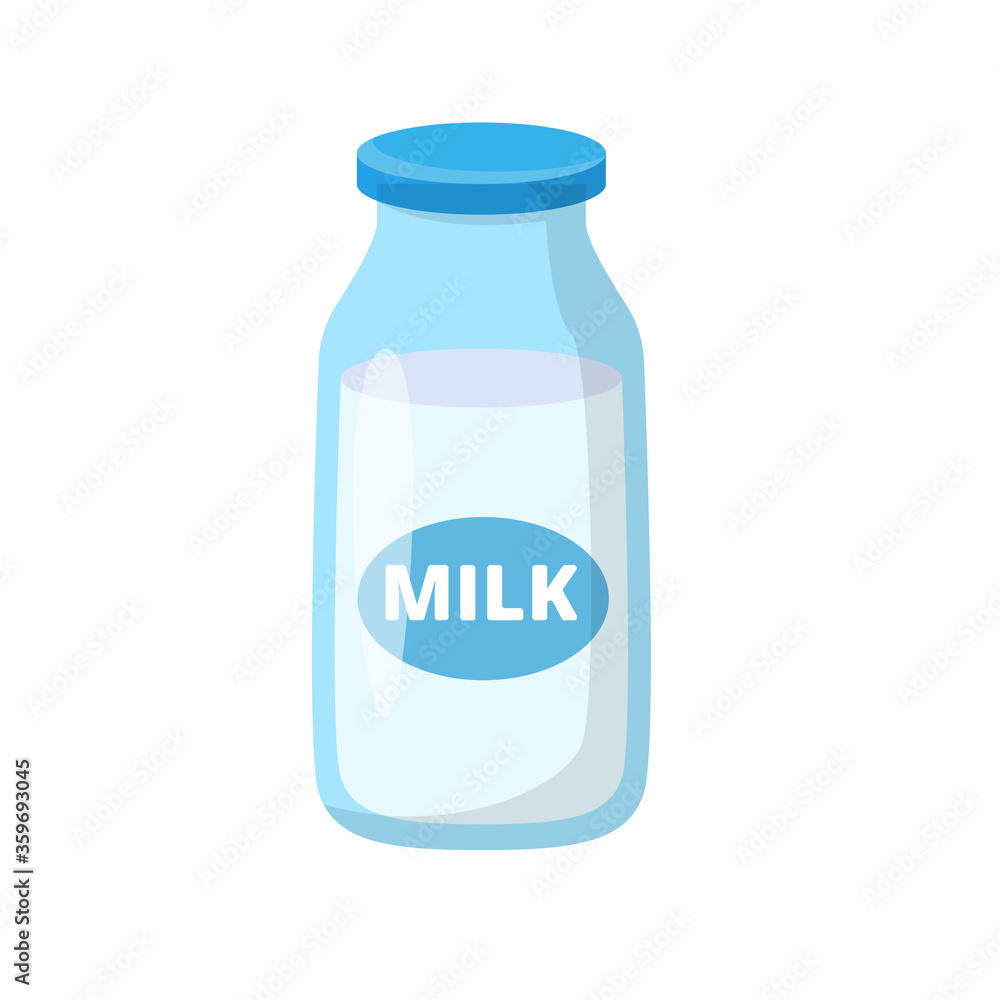 Bottle of milk vector with flat design isolated on white background. Milk icon Bottle of milk vector with flat design isolated on white background. Milk icon