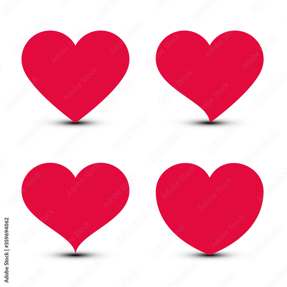 Red Hearts. Vector Heart Icon Isolated.