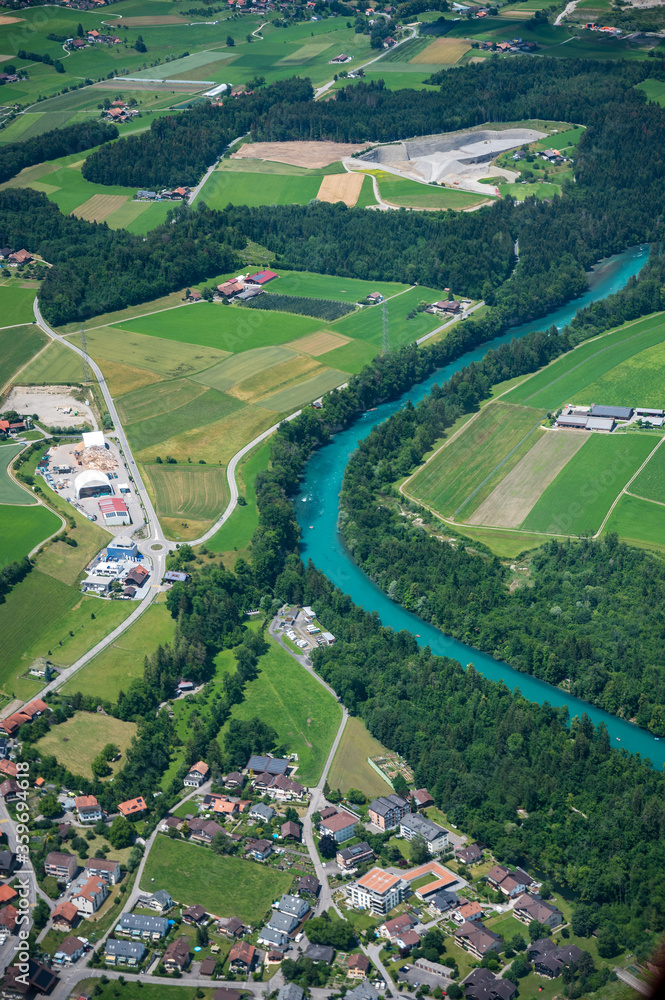 aerial view of the river Aare between Bern and Thun
