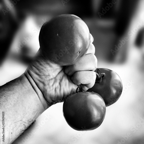 Fotografie Tomato artistic look in black and white.