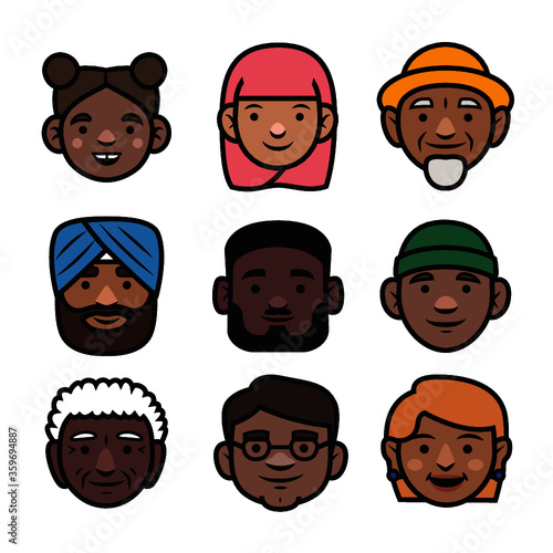 set of diverse happy faces