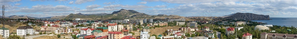 Panorama of Sudak valley environ from Sugar Head rock, Crimea.