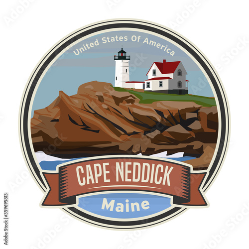 The Cape Neddick Light in Cape Neddick, York, Maine, United States photo