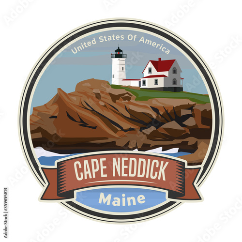 The Cape Neddick Light in Cape Neddick, York, Maine, United States