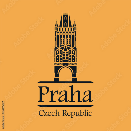 Abstract design with the name of Prague, Czech Republic