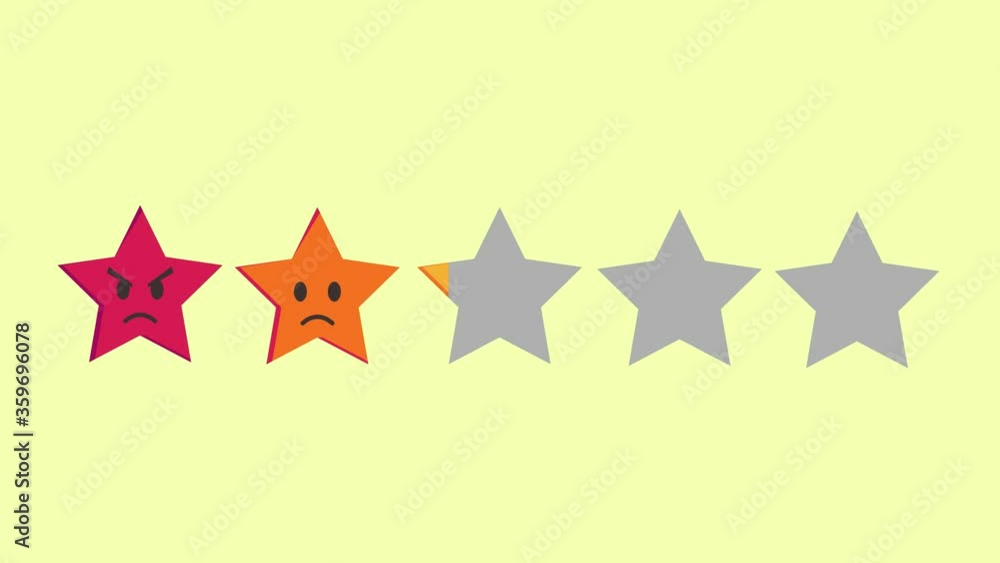 Animated cartoon of five stars with emotions Animated cartoon of five stars with emotions