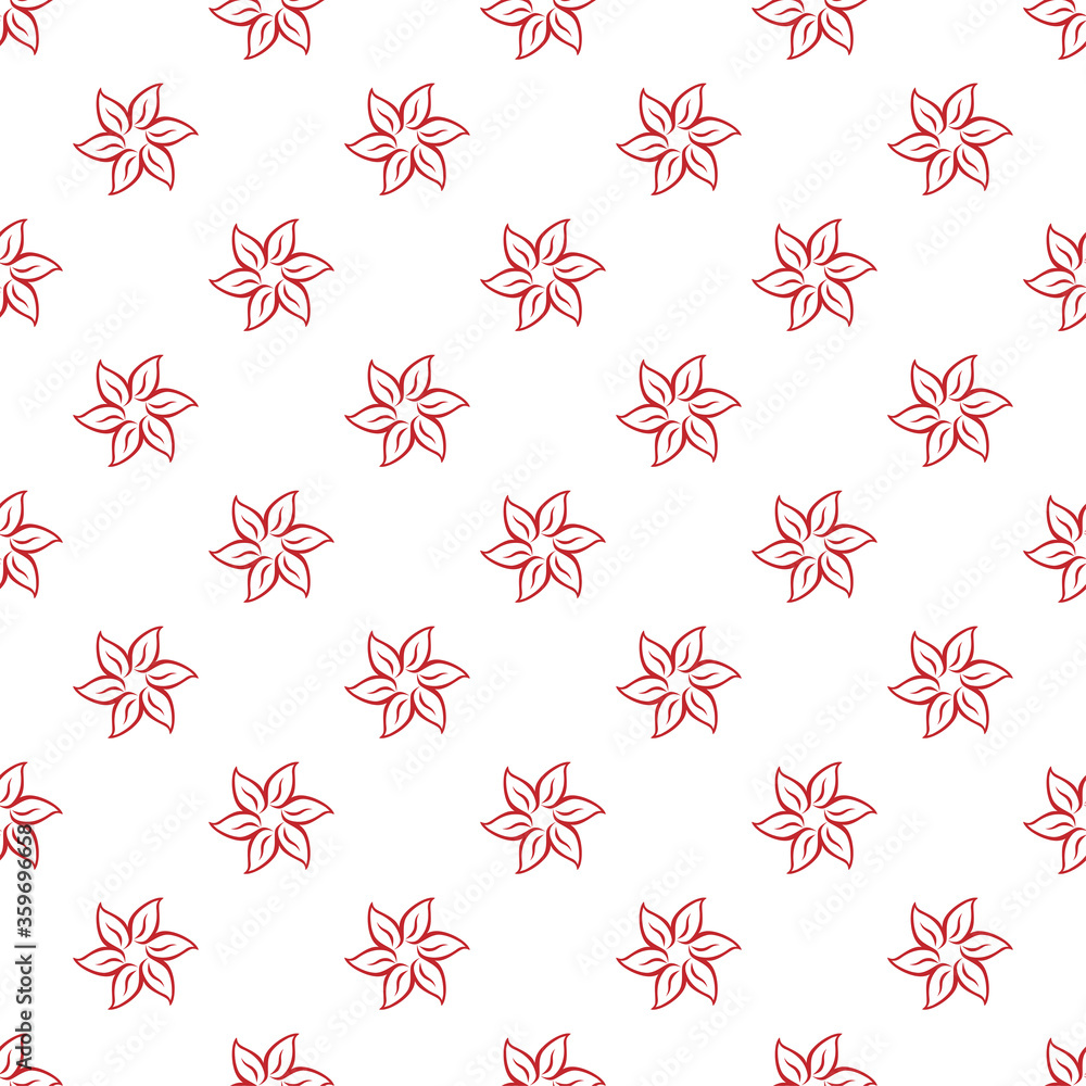 seamless pattern of linear flowers of red color on white pattern. seamless pattern of linear flowers of red color on white pattern.