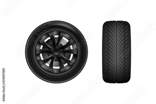 Car wheels with sports auto rims. Car wheels isolated on white background