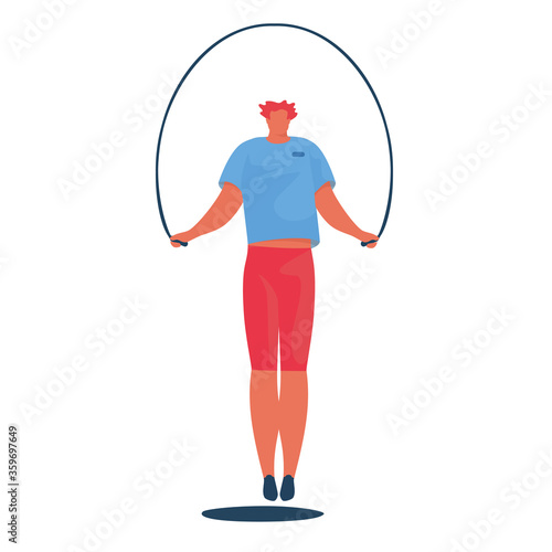 Athletic man on training apparatus have various physical exercises. People exercising at modern gym. Enjoy sport activity.  Vector flat illustration. 