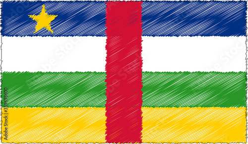 Vector Illustration of Sketch Style Central African Republic Flag