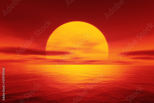 red sunset over the ocean © magann