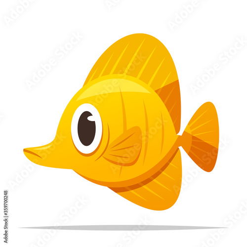 Yellow tang fish cartoon vector isolated illustration