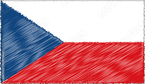Vector Illustration of Sketch Style Czech Republic Flag