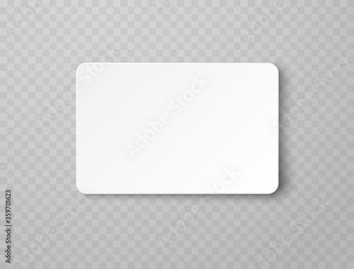 Plastic or paper white business card isolated on transparent background. Vector blank sticker, sheet, label, banner with rounded corners template photo