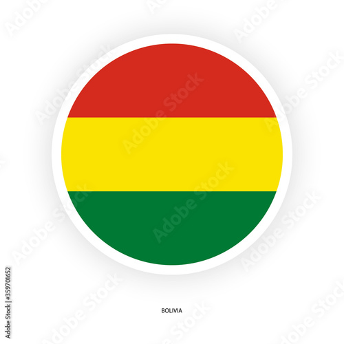Bolivia circle flag icon with white border on white background. Bolivia button flag icon with shadow isolated on white background. Free Download Bolivia circle flag icon with white border on white background. Bolivia button flag icon with shadow isolated on white background. - GFXLoad