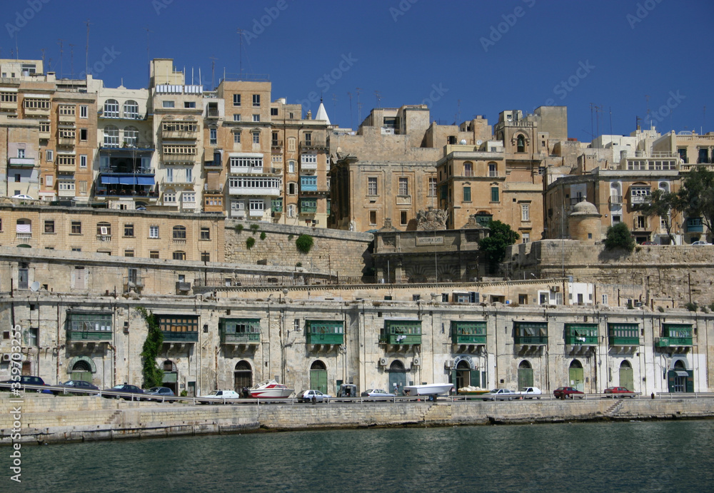 Old houses of Valetta from the Harbour