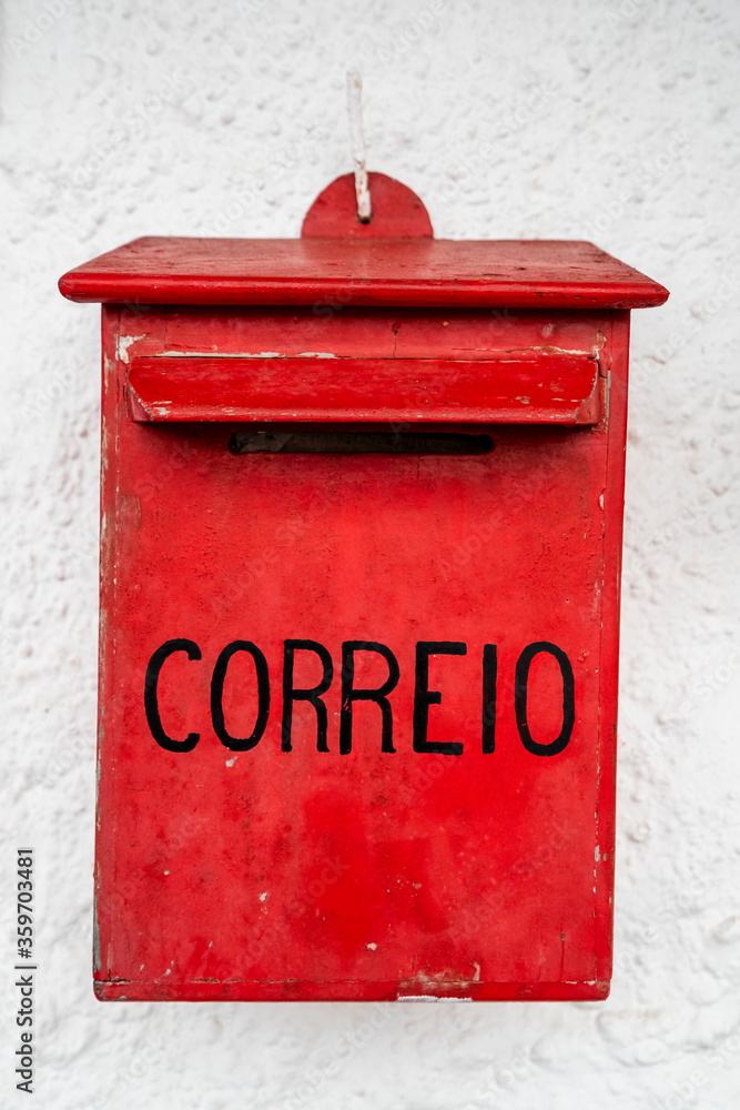 Vintage mail office box with portuguese word 