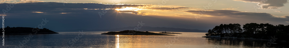 panoramic view, sunset on island mljet, croatia