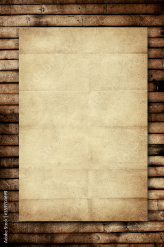old paper on bamboo background