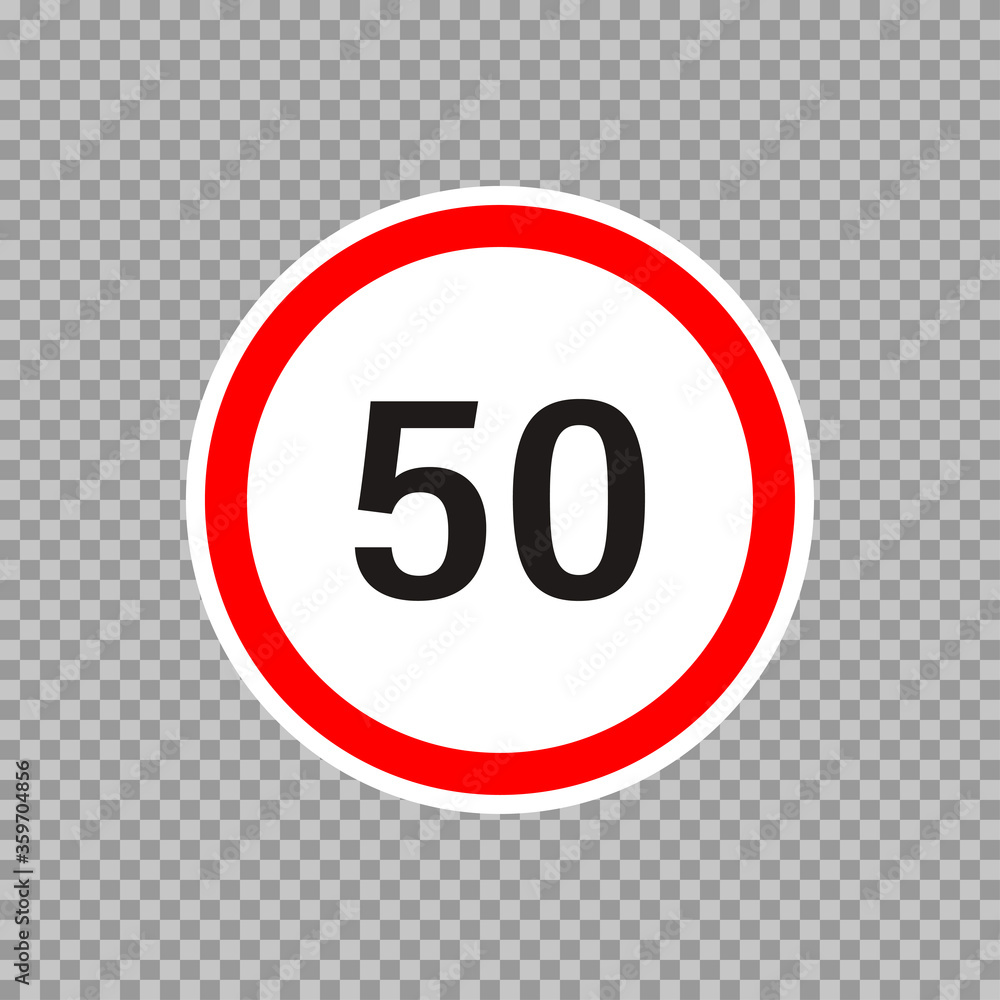 Speed limit highway road sign in flat style on transparent background. Vector isolated Speed limit highway road sign in flat style on transparent background. Vector isolated
