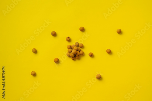 thailand longan fruit seeds isolated, simple summer food concept, abstract art