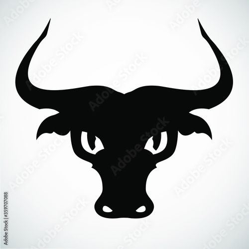 Fototapeta Naklejka Na Ścianę i Meble -  Head of a bull. Black icon the head of the animal 