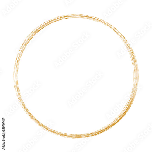 gold brush round frame on white background 
