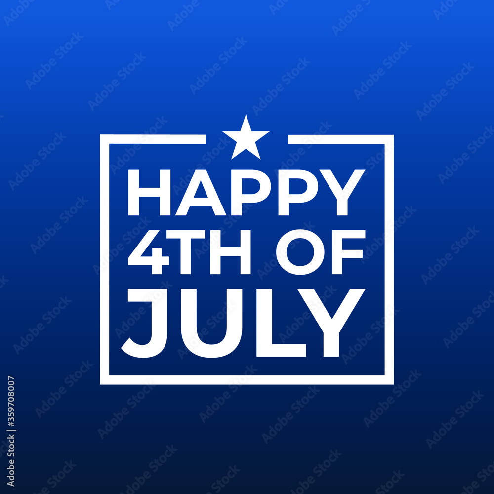 Happy 4th of July modern banner, sign, design concept with white text on a dark blue background. Happy 4th of July modern banner, sign, design concept with white text on a dark blue background.