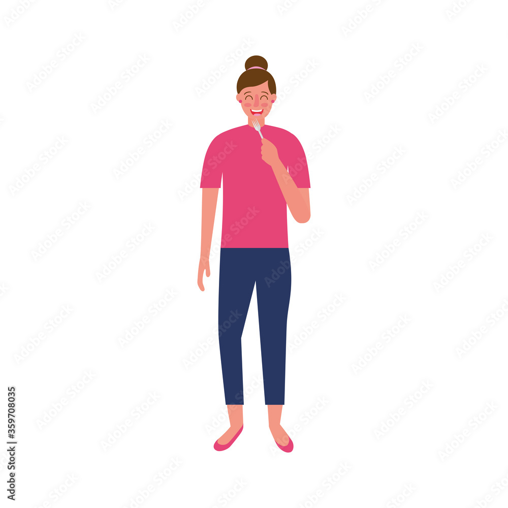 Isolated avatar woman with fork vector design Isolated avatar woman with fork vector design