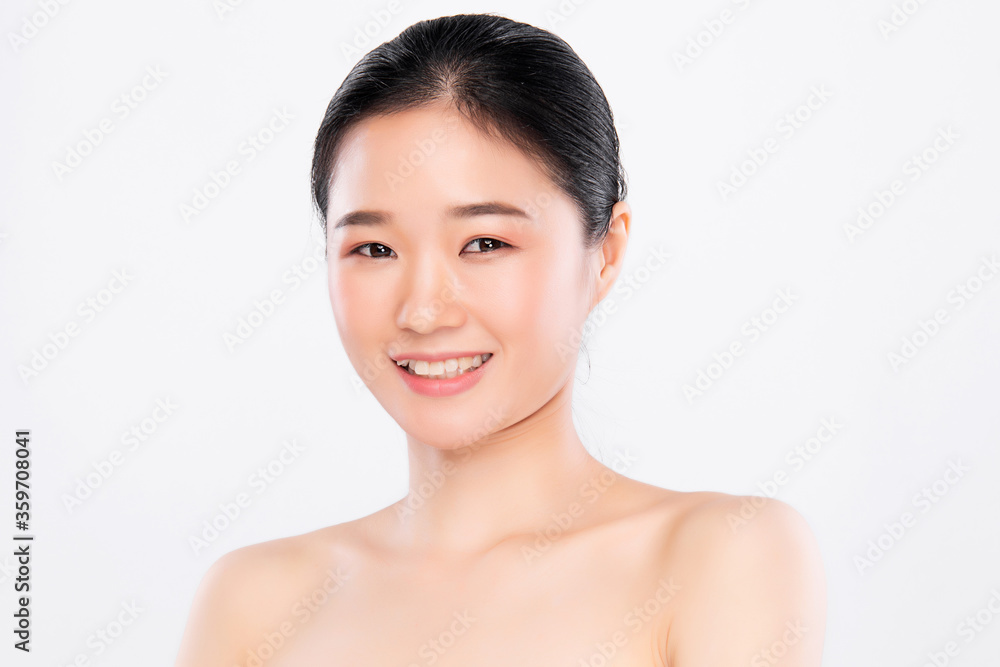 Beautiful Young Asian Woman with Clean Fresh Skin. Face care, Facial treatment, Cosmetology, beauty and healthy skin and cosmetic concept, woman beauty skin isolated on white background. Beautiful Young Asian Woman with Clean Fresh Skin. Face care, Facial treatment, Cosmetology, beauty and healthy skin and cosmetic concept, woman beauty skin isolated on white background.