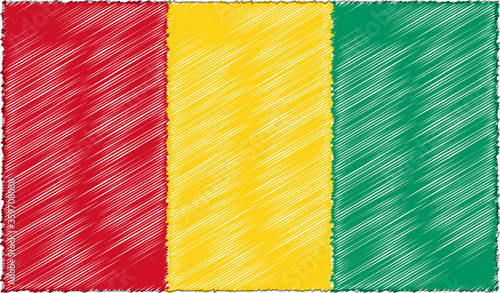 Vector Illustration of Sketch Style Guinea Flag