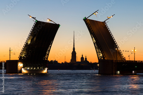 Views and attractions of Saint Petersburg during the white nights