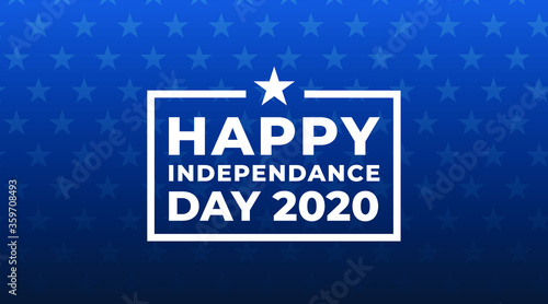 Happy independence day 2020 modern banner, sign, design concept with white text on a blue abstract background.
