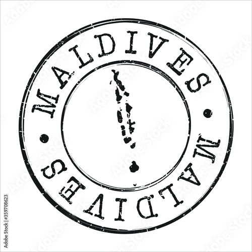 Maldives Map Postmark. Silhouette Postal Passport. Stamp Round Vector Icon. Vintage Postage Design.