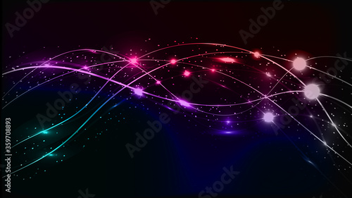 Abstract multicolored blue violet red and green beautiful digital modern magical shiny electric energy laser neon texture with lines and waves stripes, background