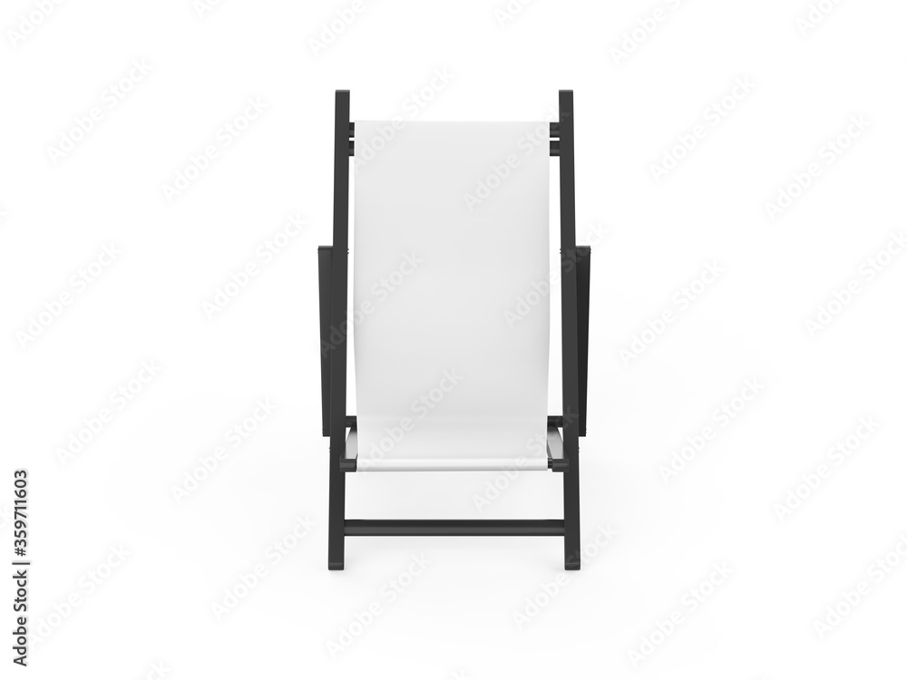 Folding  deckchair or beach chair mock up on isolated white background, 3d illustration