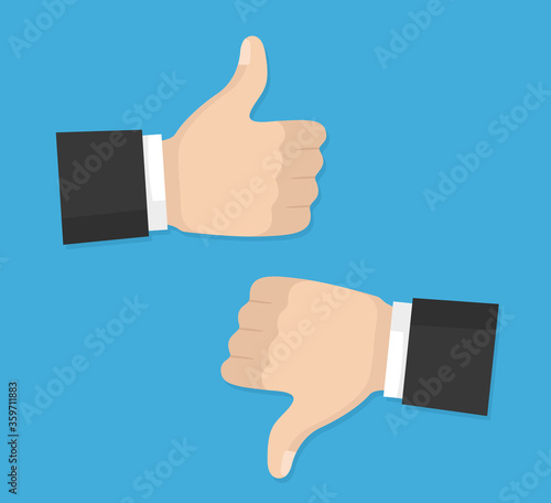 Thumbs up and down vector flat icon
