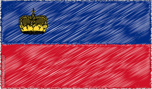 Vector Illustration of Sketch Style Liechtenstein Flag