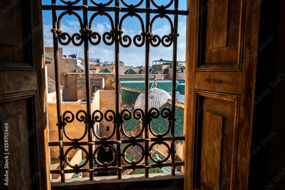 City view through a window in Fes, Morocco
City view through a window in Fes, Morocco