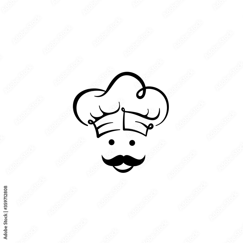 Chef in a cooking hat vector logo. Icon or symbol for design menu restaurant, cooking club, food studio or home cooking. Chef in a cooking hat vector logo. Icon or symbol for design menu restaurant, cooking club, food studio or home cooking.
