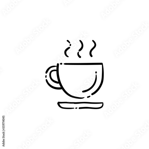 Cup of coffee hand drawn icon. Doodle icon of cafeteria symbol.