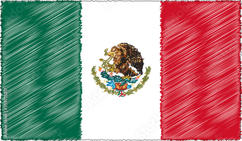 Vector Illustration of Sketch Style Mexico Flag