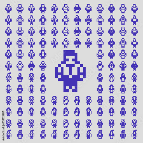 Pixel Art People Flat Icon Pack	