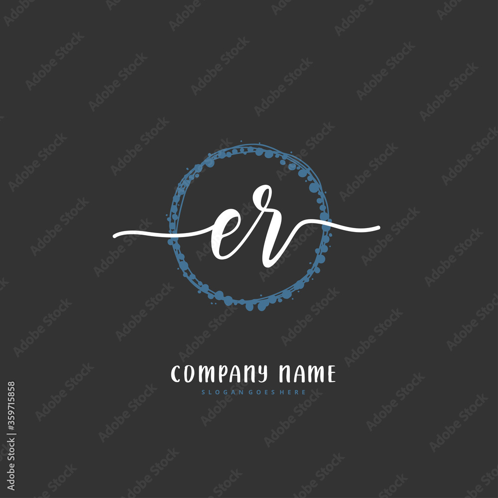 Fototapeta premium E R ER Initial handwriting and signature logo design with circle. Beautiful design handwritten logo for fashion, team, wedding, luxury logo.