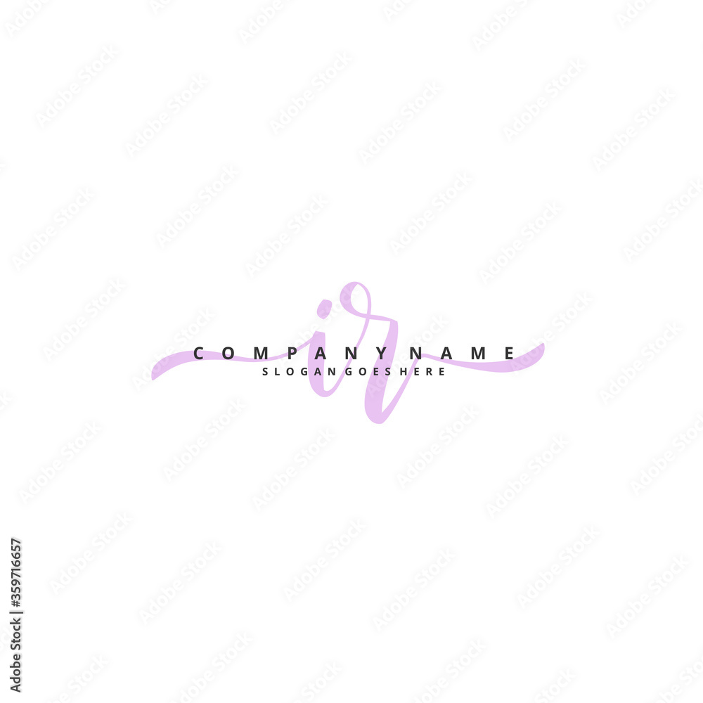 I R IR Initial handwriting and signature logo design with circle. Beautiful design handwritten logo for fashion, team, wedding, luxury logo.