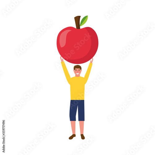 avatar man with apple fruit vector design