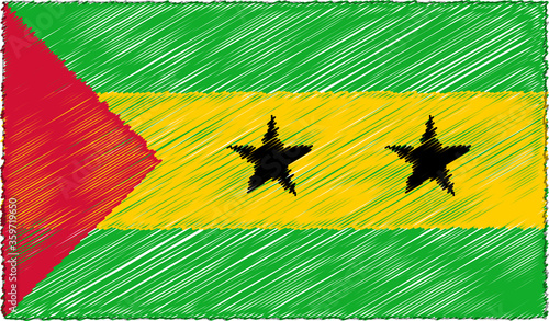 Vector Illustration of Sketch Style Sao Tome and Principe Flag
