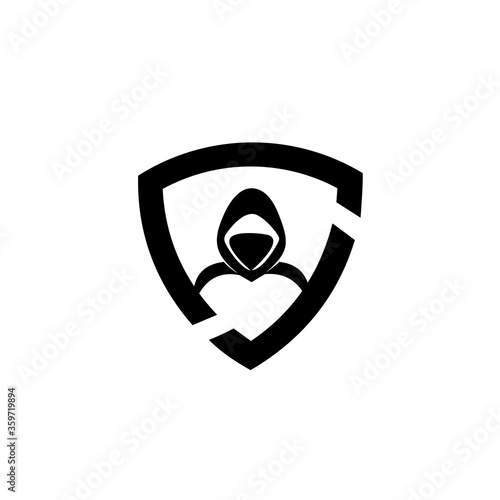 Hacker Icon, spy agent, Security shield. .Logo for buttons, websites, mobile apps and other design needs.