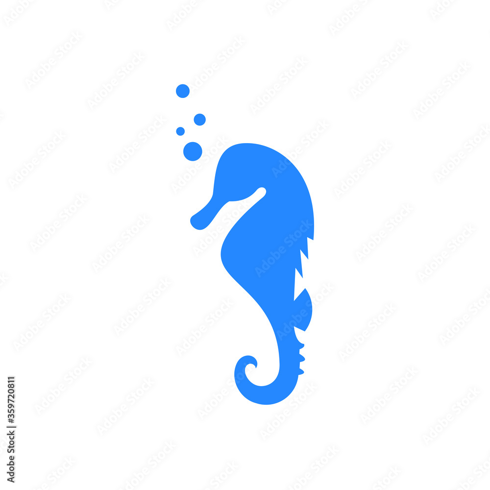 Obraz premium Seahorse graphic icon. Seahorse black sign isolated on white background. Sea life symbol. Tattoo. Logo. Vector illustration