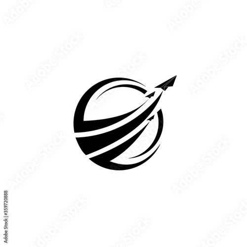 Travel agency, tourism app and trips logo, Emblem design on white background